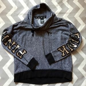 Victoria secret pink Bling sleeve funnel neck sweatshirt S